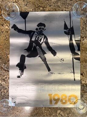 1980 Lake Placid XIII Olympics Poster Alpine Skiing Whiteface Original Embossed